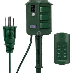 Outdoor Light Timer Waterproof, Dusk to Dawn Power Stake Timer, 6 Outlets